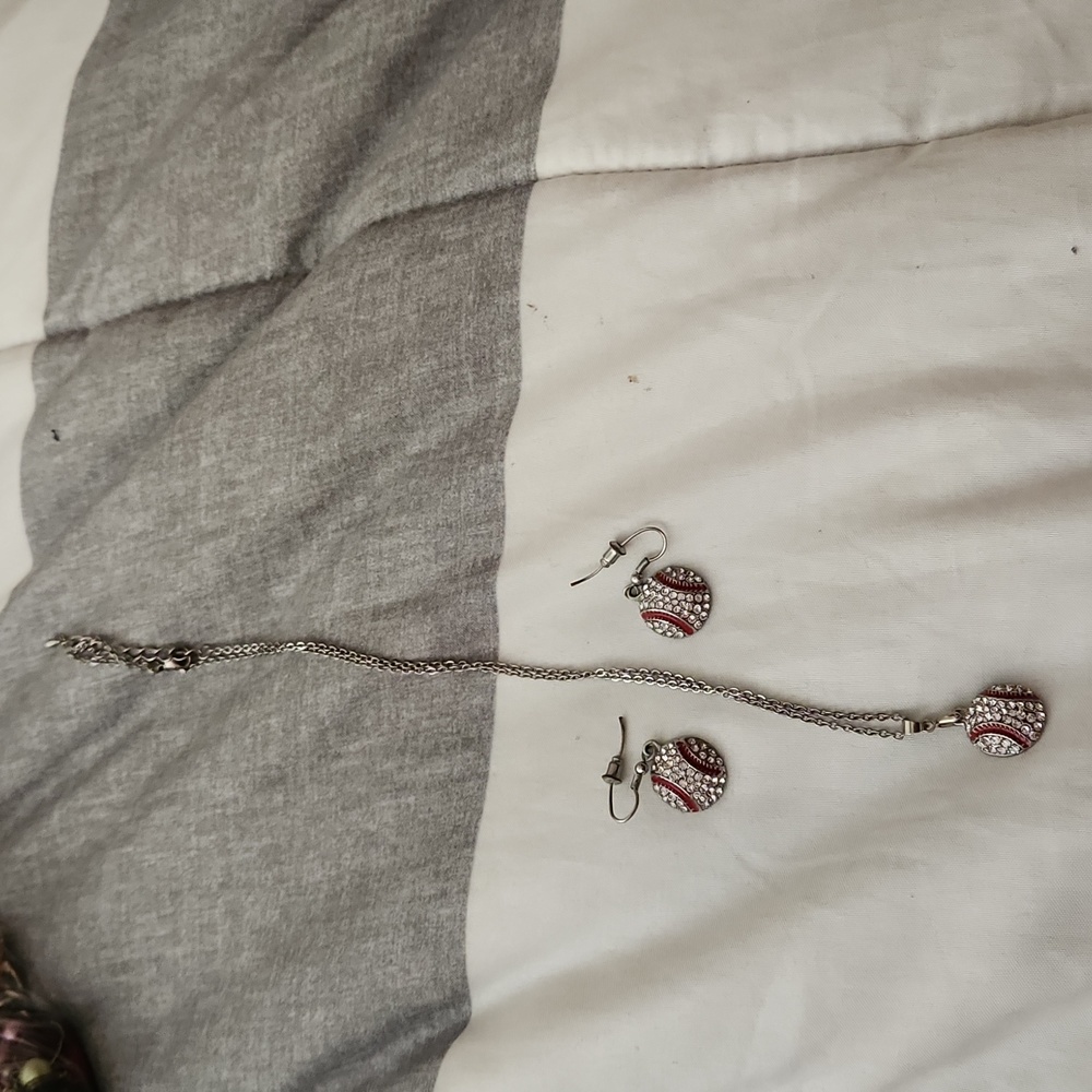 Baseball necklace/earring set